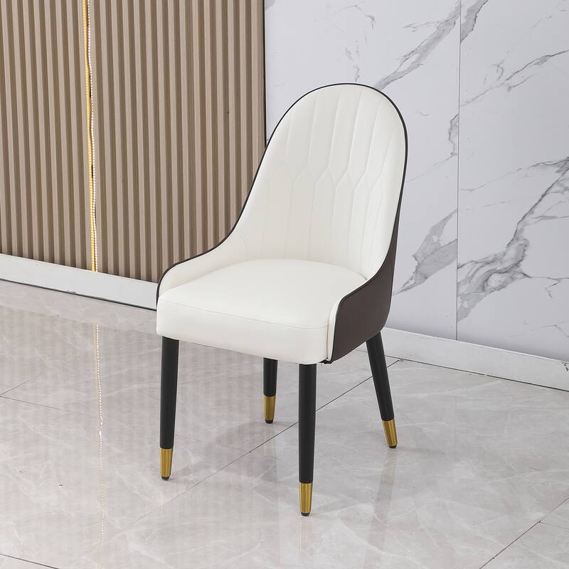 Simple Side Chair Reception Chair with Metal Legs, Leather Padded Chair Kitchen Chair Leisure Chair Set of 2