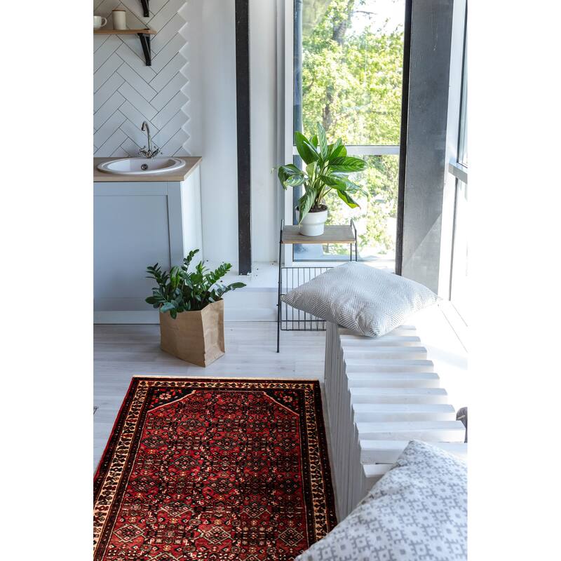 ECARPETGALLERY Hand-knotted Andelz Red Wool Rug - 3'8 x 9'10