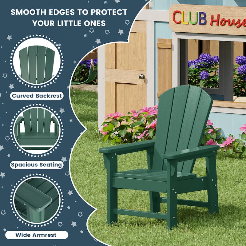 Laguna Kids Outdoor Poly Adirondack Chair With Side Table 3-Piece Set