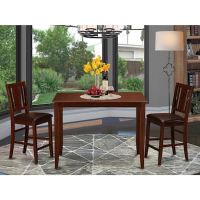 Counter Height Table Set with Chairs - Modern Dining Pub Set - Mahogany Finish - 5 Piece Set