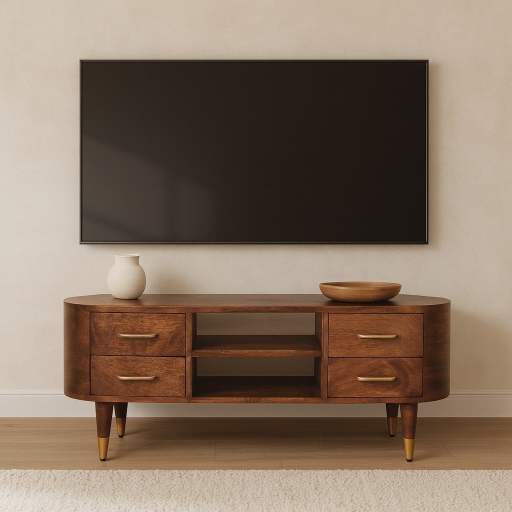 Artisan Furniture Solid Wood 3-Drawer Rounded Chest ,Brown