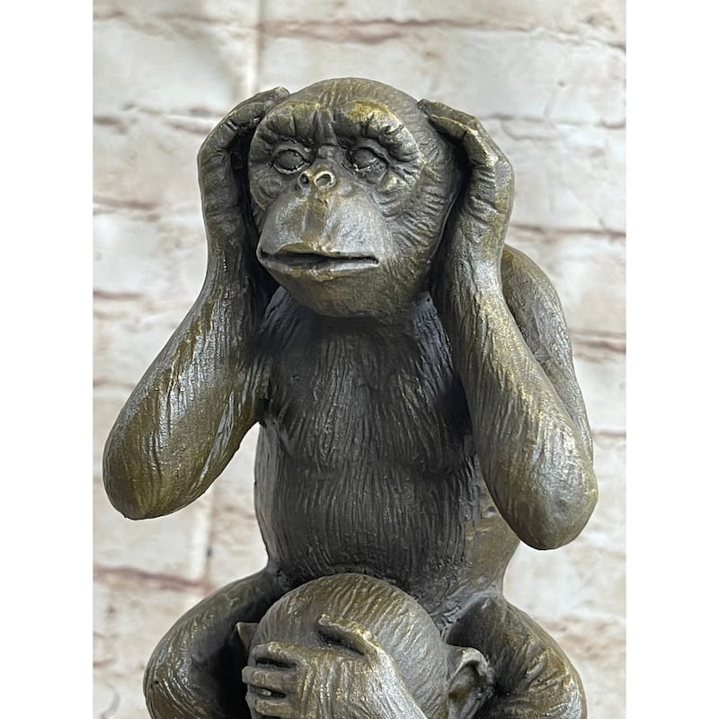 See Hear Speak No Evil Three Wise Monkeys Bronze Sculpture Statue