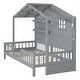 preview thumbnail 6 of 34, Twin Size House Bed with Shelves, Window, and Sparkling Light Strip on Roof, Space-Saving Design for Kids' Rooms, Grey