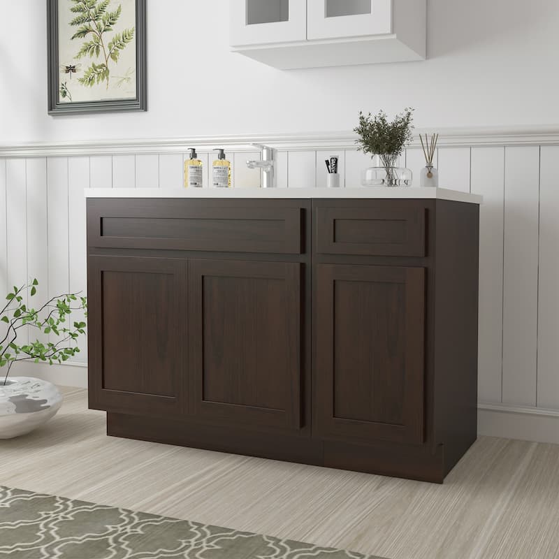 Vanity Art 54" Oak Freestanding Bathroom Vanity Cabinet without Top