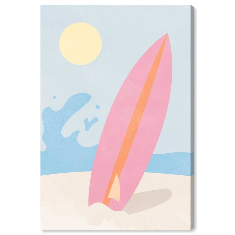 Wynwood Studio Canvas Nautical and Coastal Pink Summer Surf Pink and Mid-Century Modern Wall Art Canvas Print