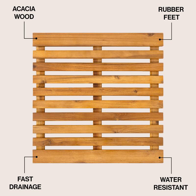Paige Acacia Wood Slat Natural Indoor/Outdoor Shower Mat