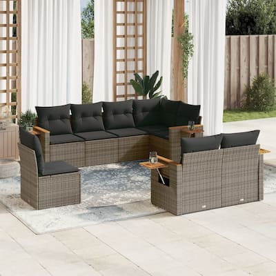 vidaXL Garden Sofa Set Grey PE rattan Large Modular Garden Sofa Set - 24.4 x 33.5 x 27.2