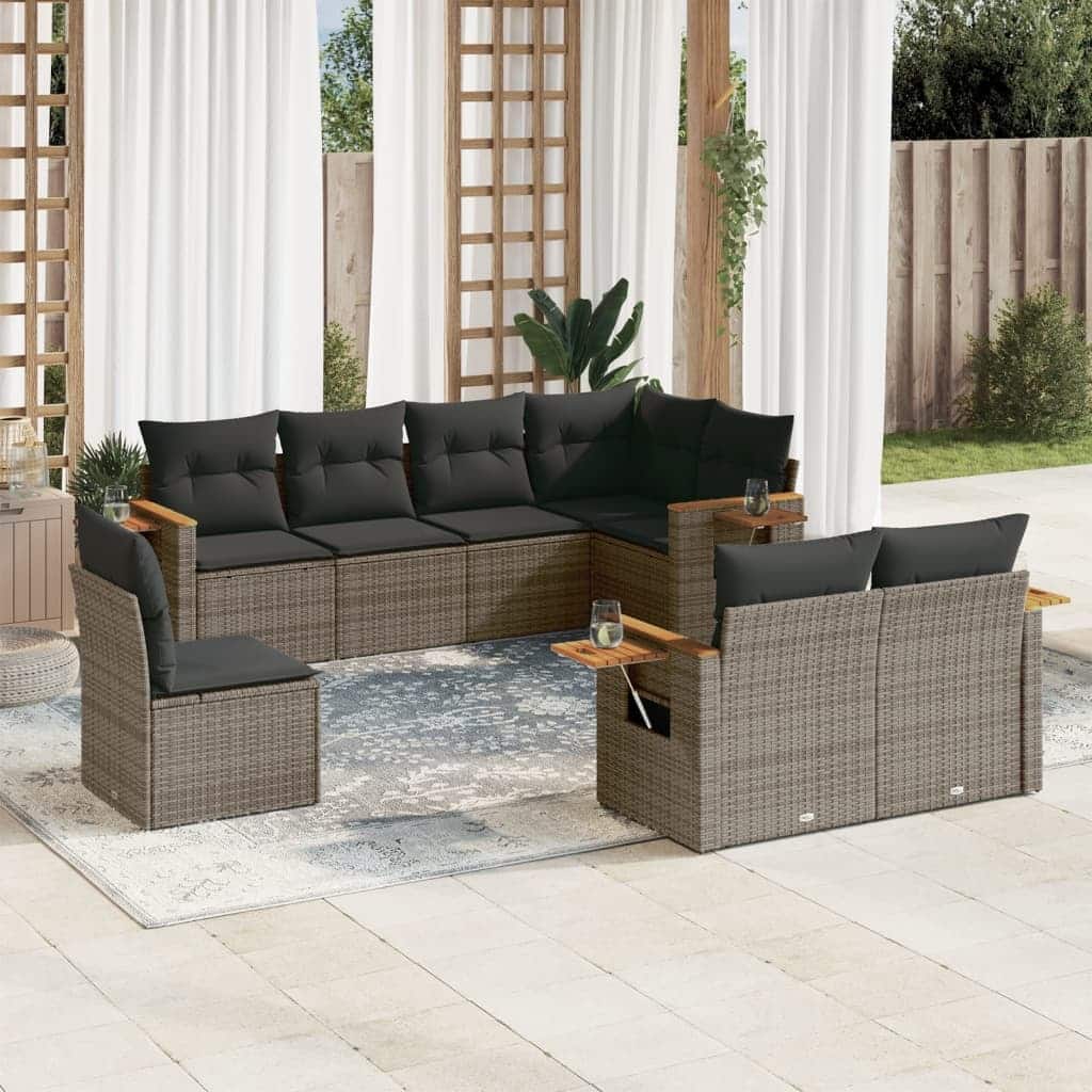 vidaXL Garden Sofa Set Grey PE rattan Large Modular Garden Sofa Set - 24.4 x 33.5 x 27.2
