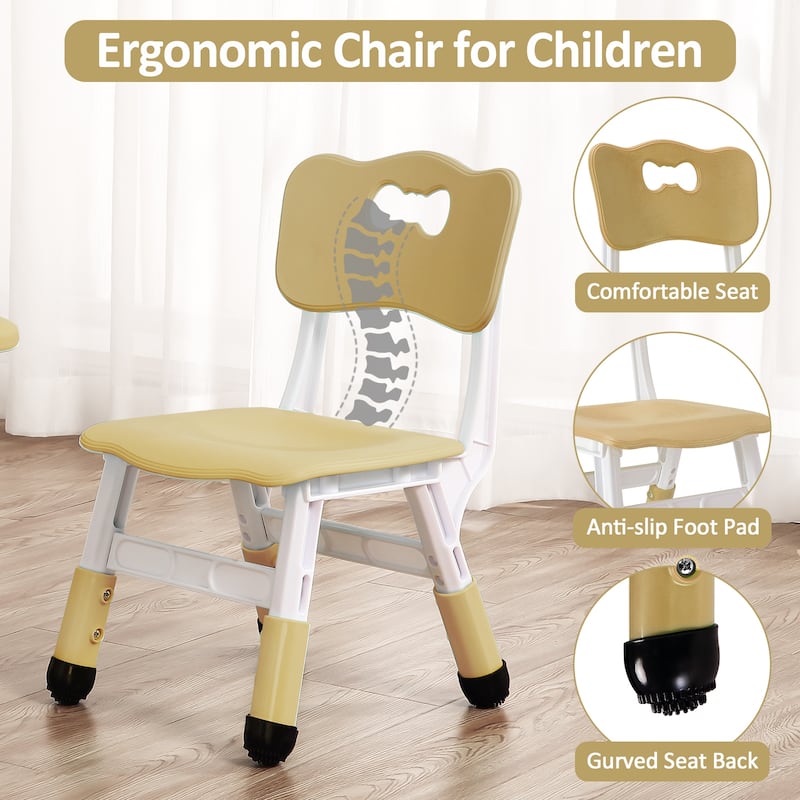 Kids Table and 4Chairs Set-Height Adjustable Desk