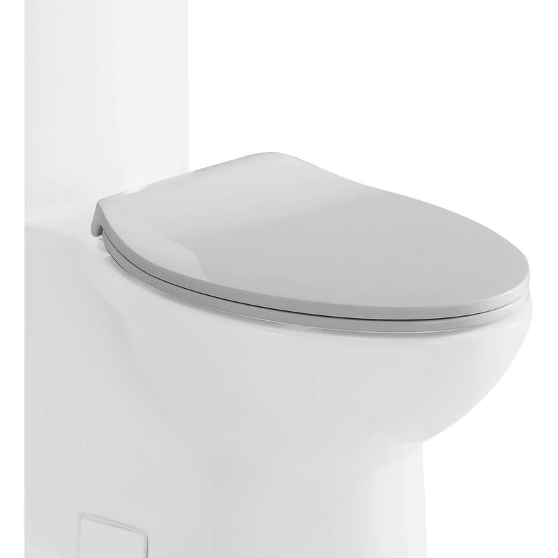 Eago Elongated Closed-Front Toilet Seat with Soft Close Hinges - White