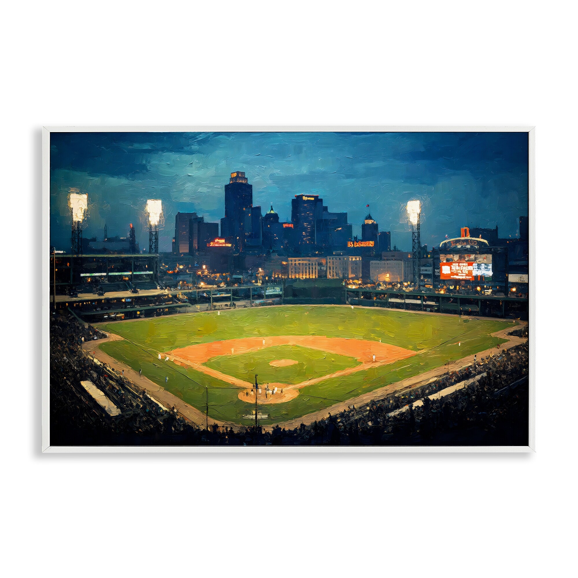 Stupell Baseball Stadium at Night Framed Giclee Art Design By Arlington Prints