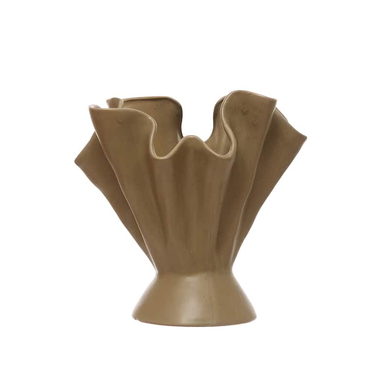 Stoneware Ruffled Vase - Sage