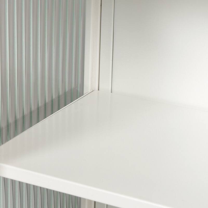 27.56" Kitchen Wall Storage Cabinet with Glass Doors & Three-tier Storage