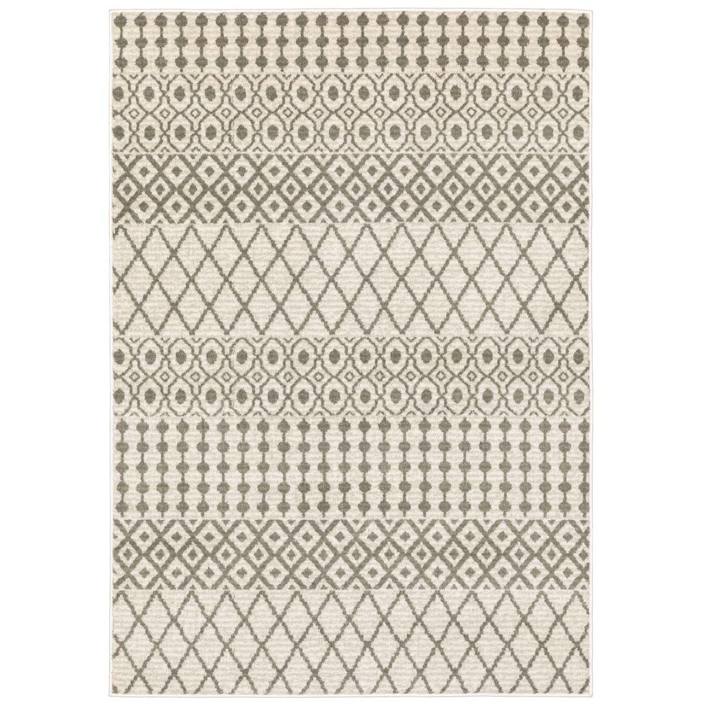 Dunkirk Ivory Grey Geometric Casual Area Rug