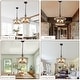 preview thumbnail 7 of 29, Cusp Barn 5-Light Farmhouse Wood Chandelier Adjustable Handmade Rustic Drum Ceiling Light Fixture Hanging Lamp for Foyer Kitchen