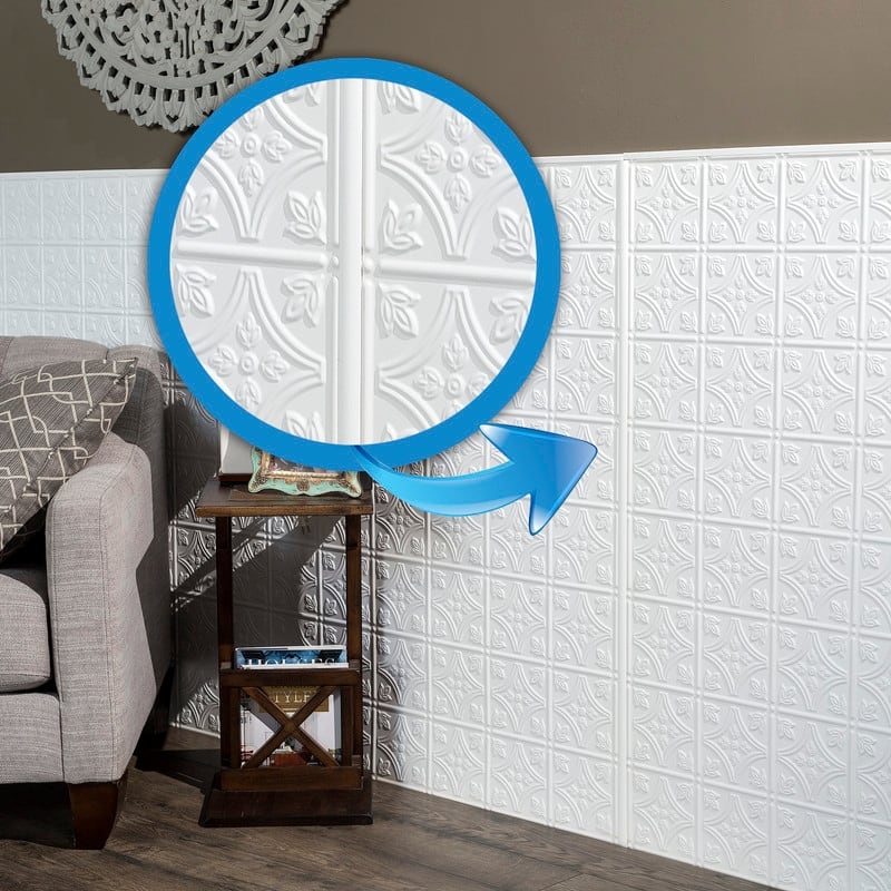 FASÄDE 47 in. Decorative Vinyl Divider Trim Gloss White (5 Pack) - 5 Pack
