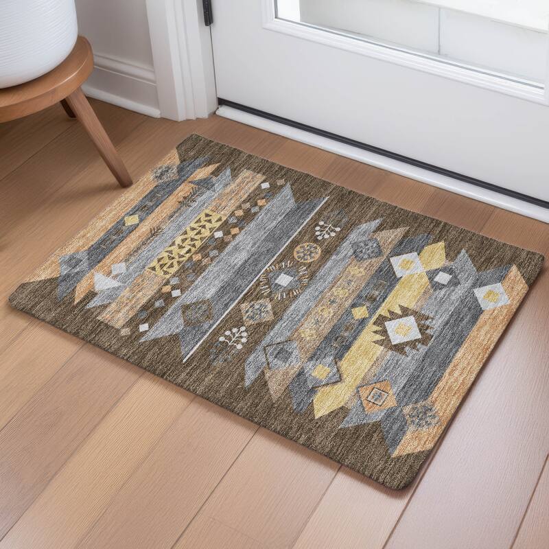 Machine Washable Indoor/ Outdoor Global Tuca Chantille Rug