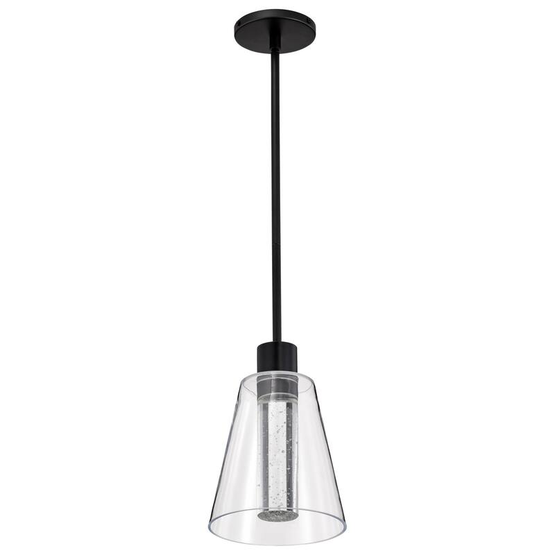 Aura 7 Inch LED Pendant Matte Black K9 Bubble Crystal 3000K CCT - Matte Black