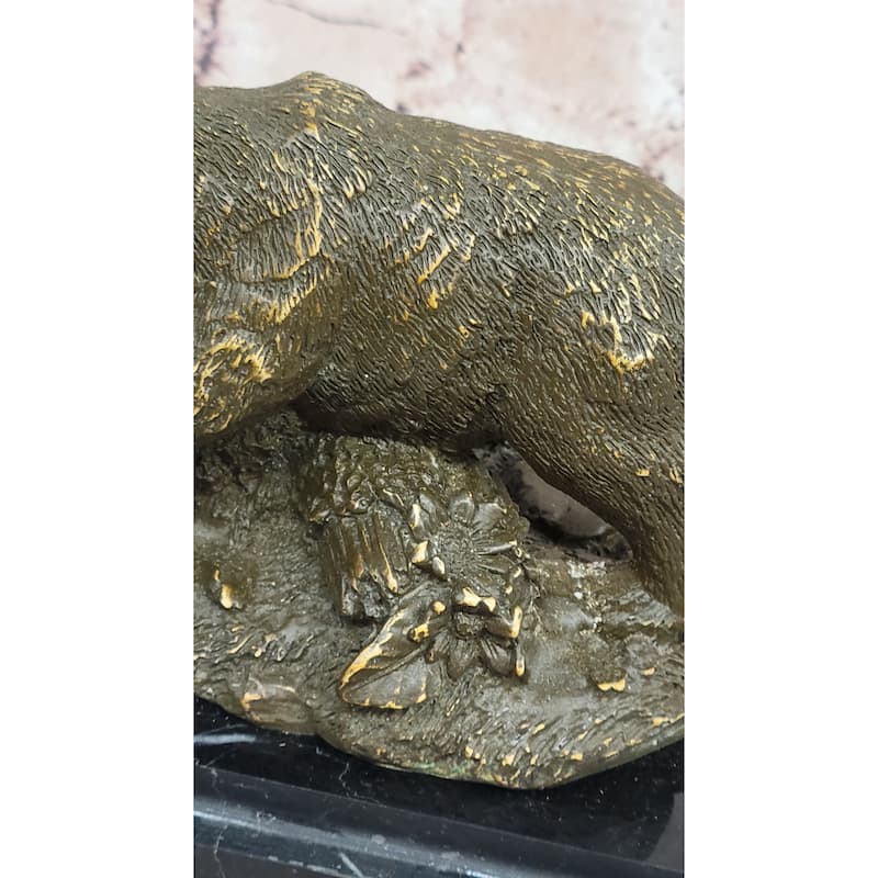 Bronze Bear And Cub Statue Realistic Wildlife Sculpture Decor