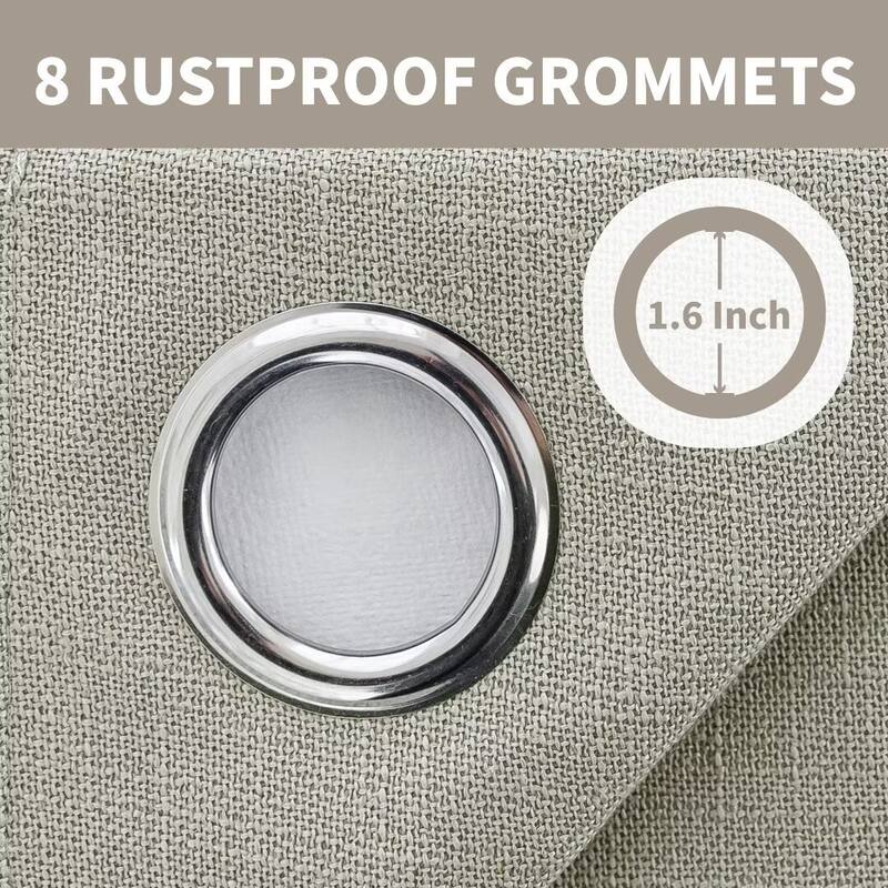 100% Blackout Linen Blend Texture Grommet Window Curtain Pair(2 panels)