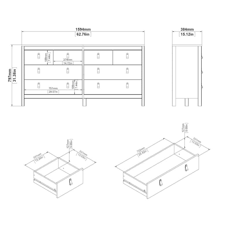 Porch & Den Madrid 8 Drawer Double Dresser