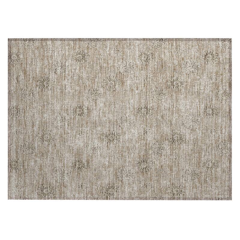 Machine Washable Indoor/ Outdoor Chantille Floral Burst Rug