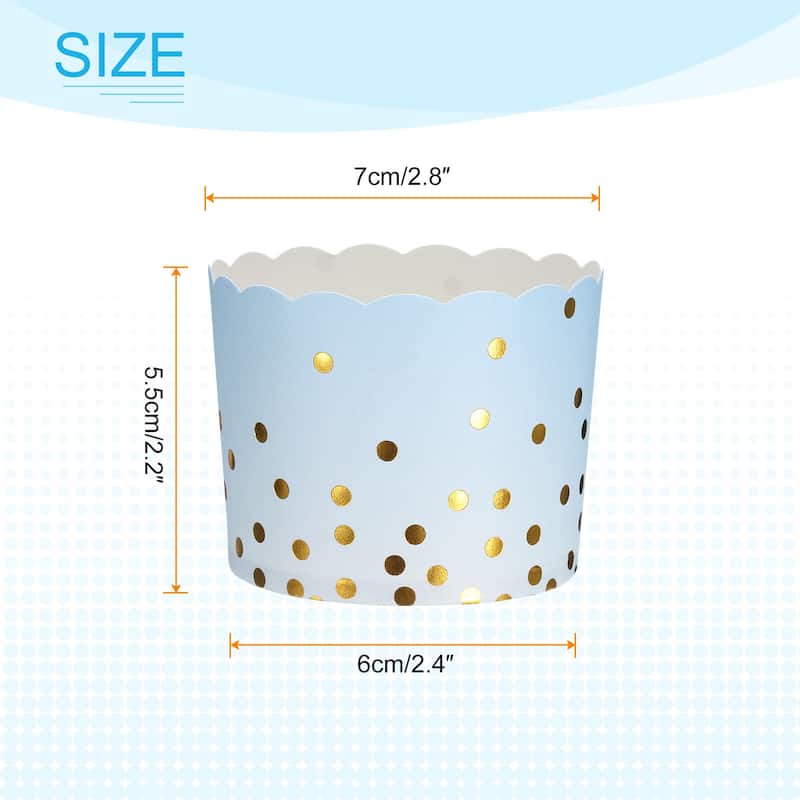 150Pcs Paper Baking Cups 6oz Cupcake Scalloped Muffins Liners - Gradient Blue