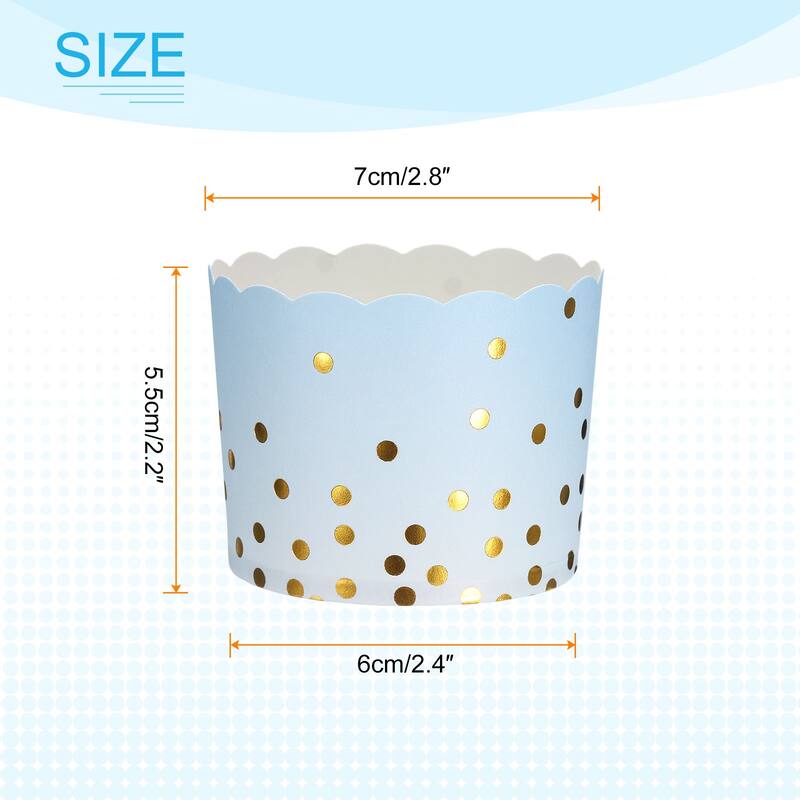 50Pcs Paper Baking Cups 6oz Cupcake Scalloped Muffins Liners - Gradient Blue