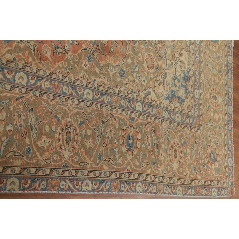 Hand Knotted Oriental 100% Wool Carpet Traditional Floral Oranges & Rust Kashan Area Rug - 13' 2'' X 9' 7''