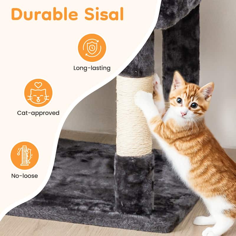 73" Multi-Level Cat Tree Tower with Condos, Hammock & Scratching Posts - Sturdy Cat Furniture for Large Cats