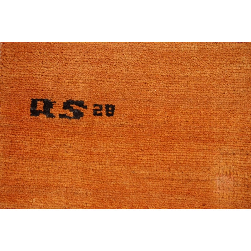 Modern Gabbeh Oriental Square Rug Hand-Knotted Wool Carpet - 2'10"x 3'5"