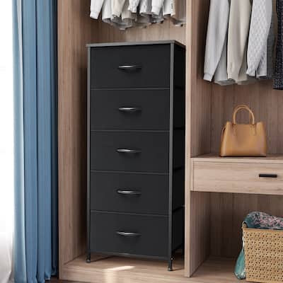 Home Bedroom Furniture 5-drawer Chest Vertical Storage Tower - Fabric Dresser