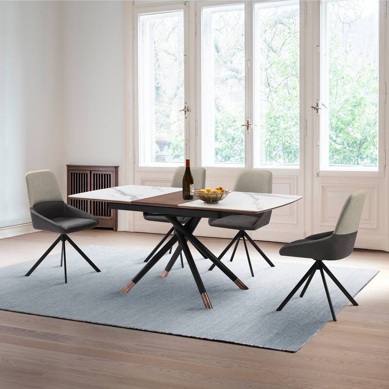 Alora Maverick Extendable 5 Piece Dining Set with Swivel Chairs - Light Grey / Dark Grey