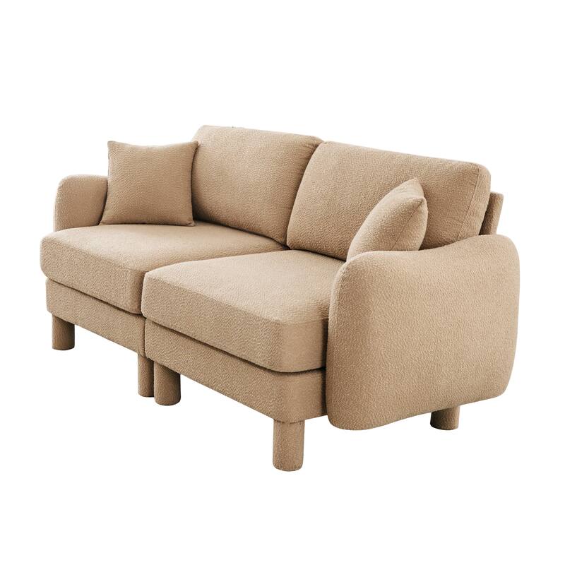 GDFStudio - Boucle Fabric 2-Seater 78" Loveseat Sofa with Shell-shaped Armrests