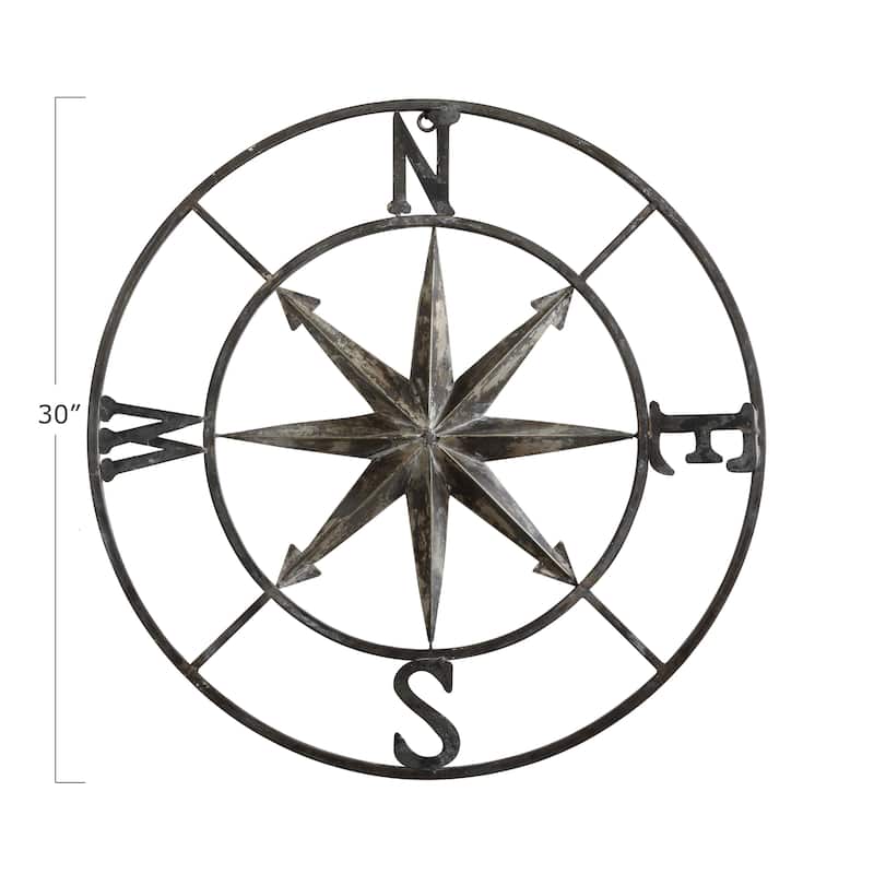 Small Decorative Metal Compass Wall Décor
