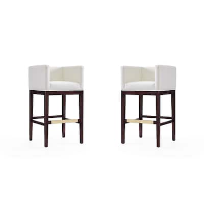 Manhattan Comfort Kingsley 38 in. Dark Walnut Beech Wood Barstool (Set of 2)