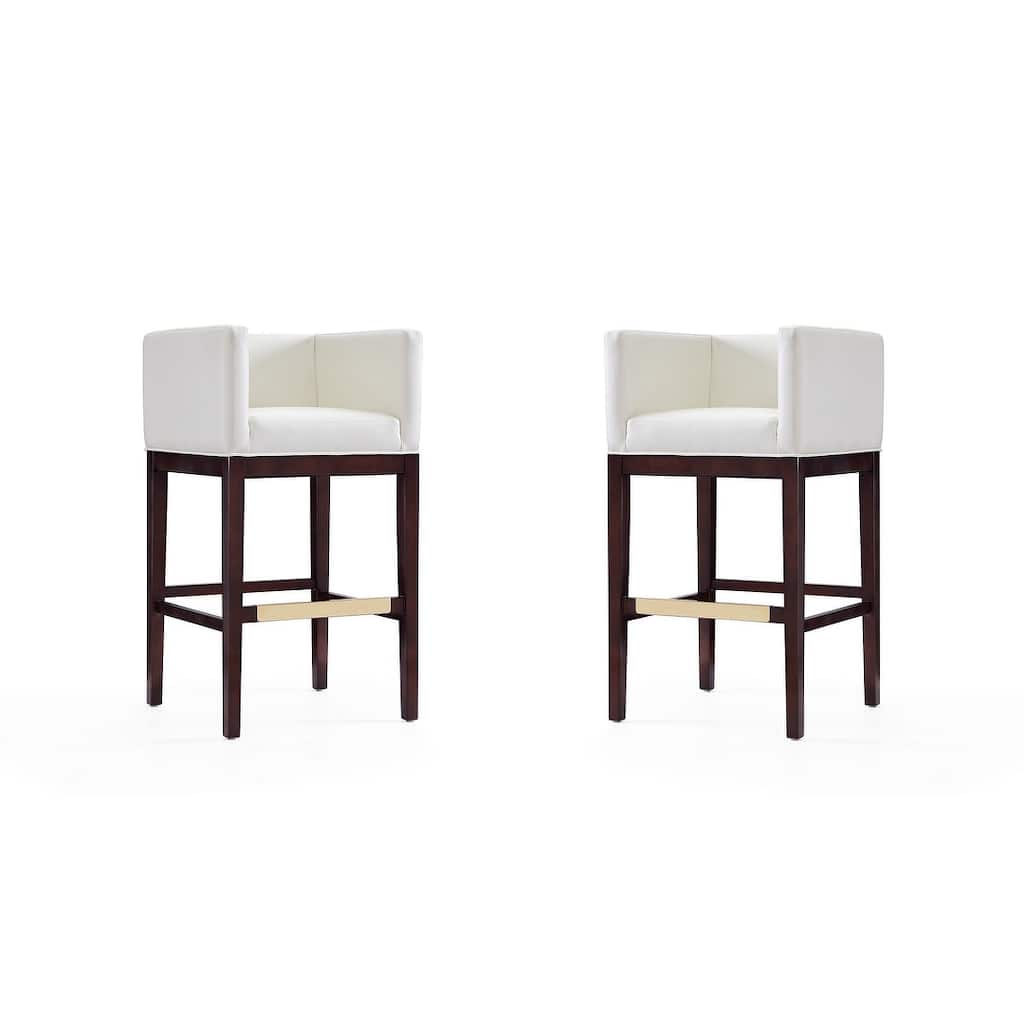Manhattan Comfort Kingsley 38 in. Dark Walnut Beech Wood Barstool (Set of 2)