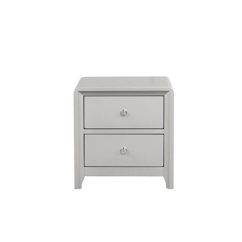 Contemporary Nightstand - Champagne Finish with Nickel Hardware & Dovetail Drawer