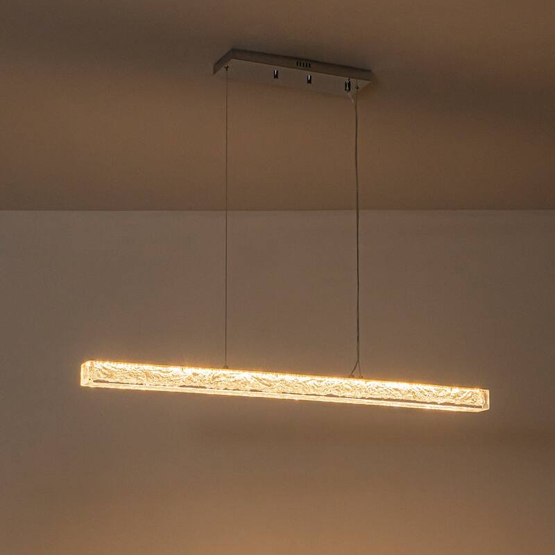 Contemporary Dimmable LED Crystal Style Resin Linear Island Pendant
