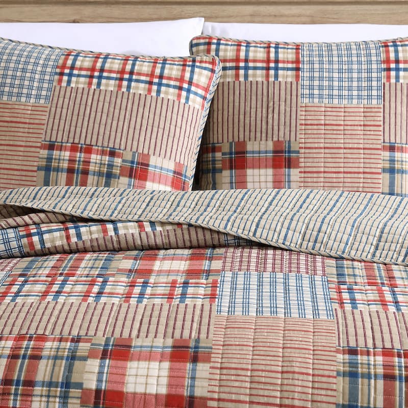 Eddie Bauer Hawthorne Brown Cotton Reversible Quilt Set