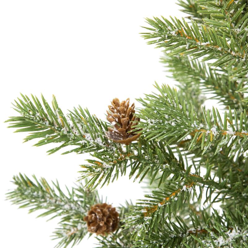Lightly Flocked Pine Potted Artificial Christmas Tree with Pinecones - 22" - Unlit