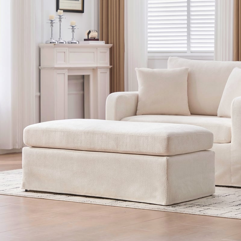 Modern Upholstered Farmhouse Performance Accent Chair with Ottoman