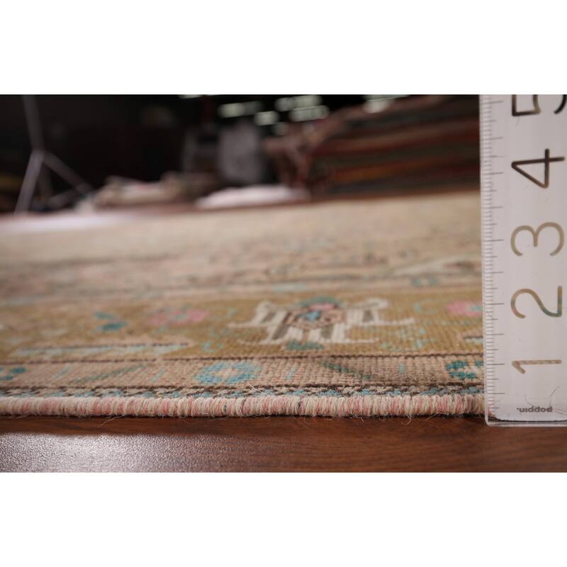 Distressed Tabriz Persian Vintage Area Rug Hand-Knotted Wool Carpet - 6'5" x 9'3"