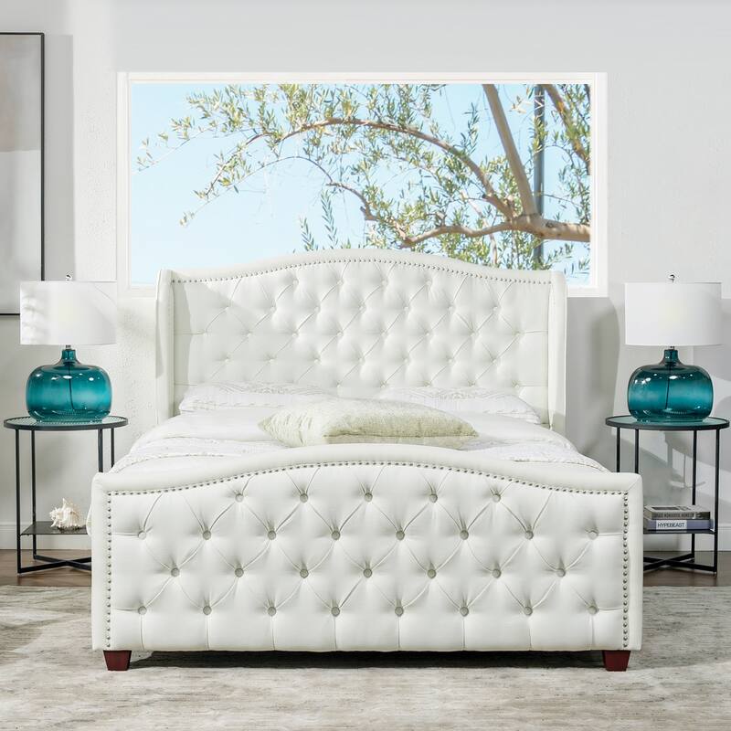 Upholstered Queen Platform Bed Frame with Foam Padding, Woven Detailing, Olefin Fabric, and No Box Spring Required