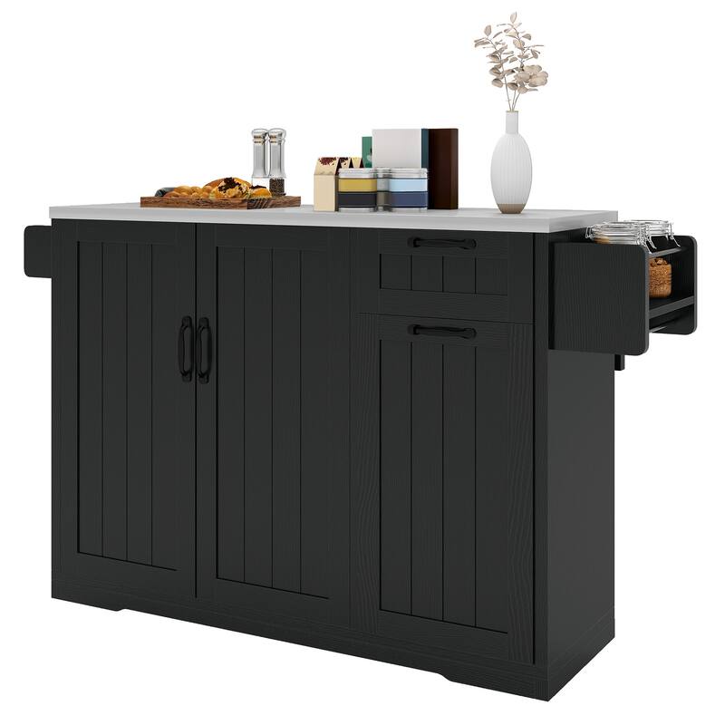 Moasis Rolling Mobile Kitchen Island with Wheels Drop Leaf, Stainless Steel Top