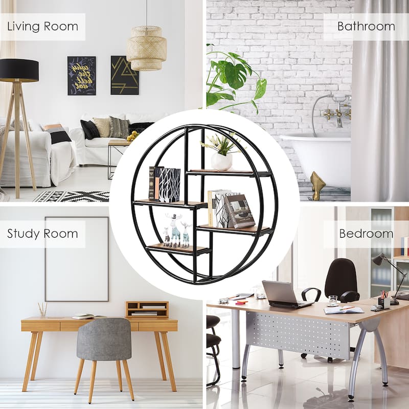 Wall Mounted Circular Shelf Round Wall Hanging 4Tier Shelves