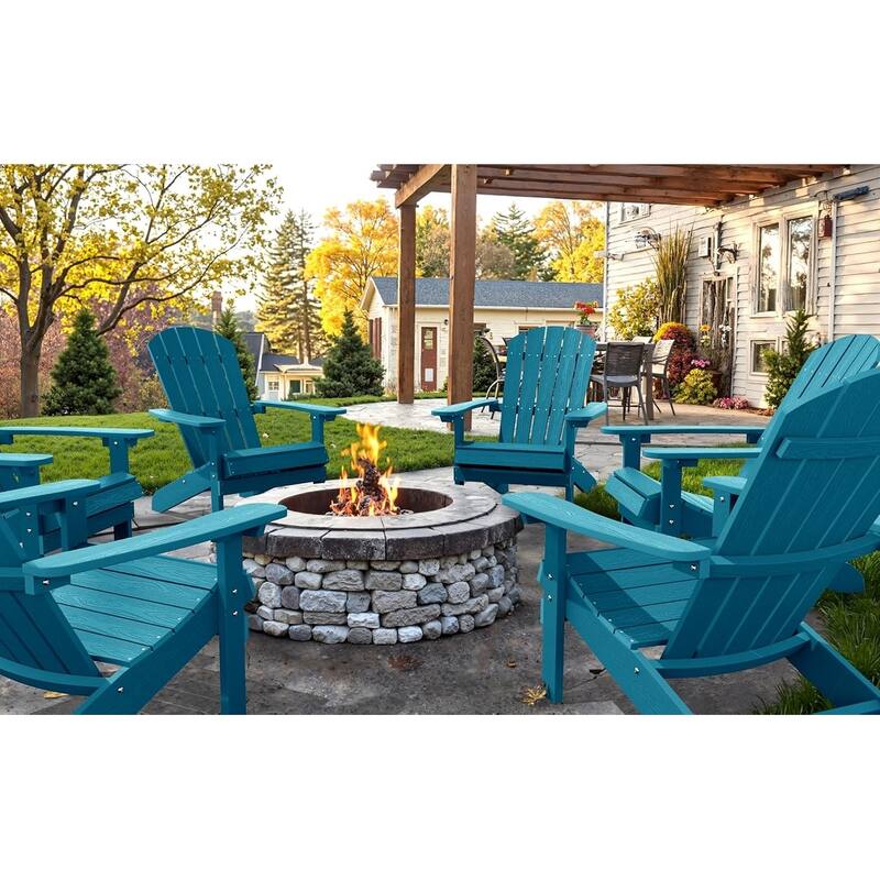 WINSOON All Weather HIPS Outdoor Plastic Adirondack Chairs Set of 4