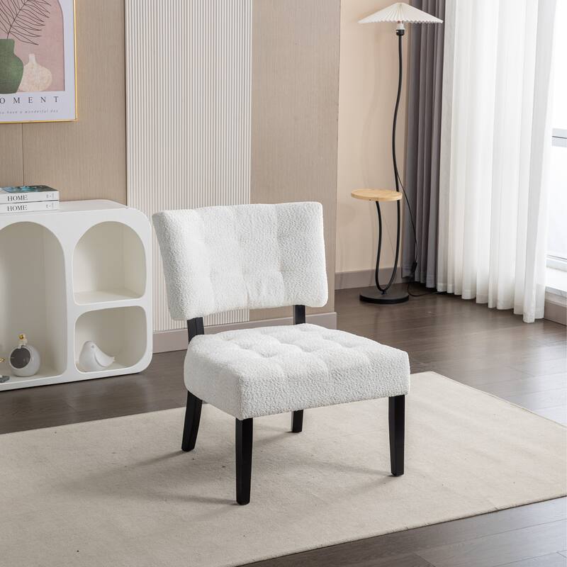 Movile Boucle Tufted Accent Chair with Oversized Seating - White