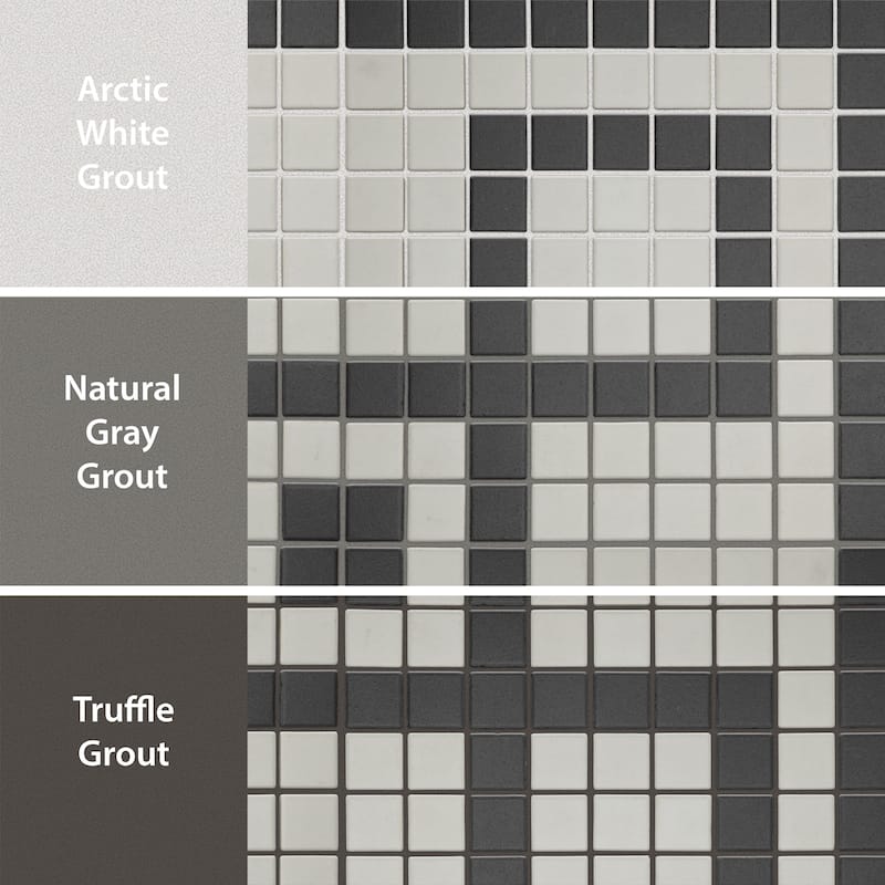 Merola Tile Gotham 1" Greek Corner Unglazed Black and White 8-3/4" x 8-3/4" Porcelain Mosaic Floor and Wall Tile