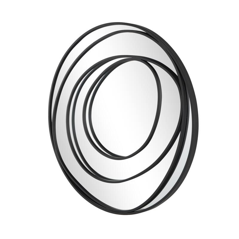 Black Metal Room Wall Mirror with Overlapping Circles - 1"W x 32"L x 32"H